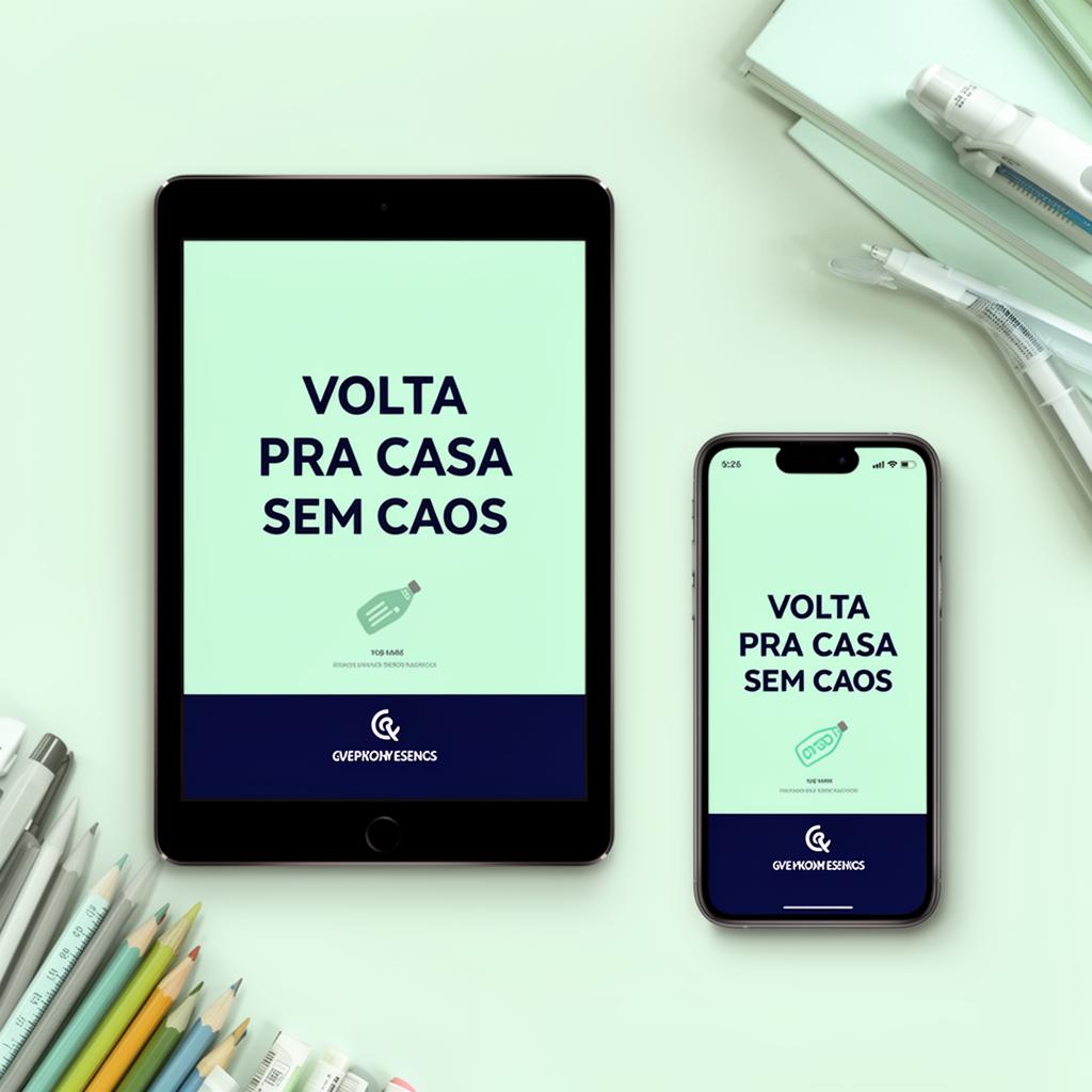 Mockup do e-book Economize Até R$ 500 na Lista Escolar em tablet e celular